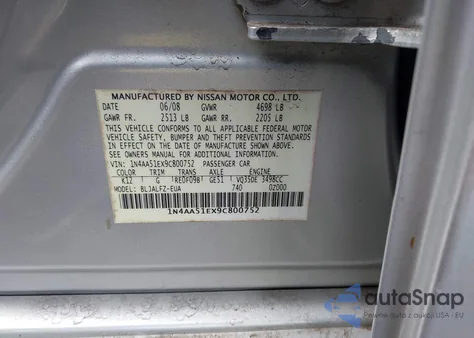 2009 Nissan Maxima 3.5 Sv from USA, damaged, VIN 1N4AA51EX9C800752